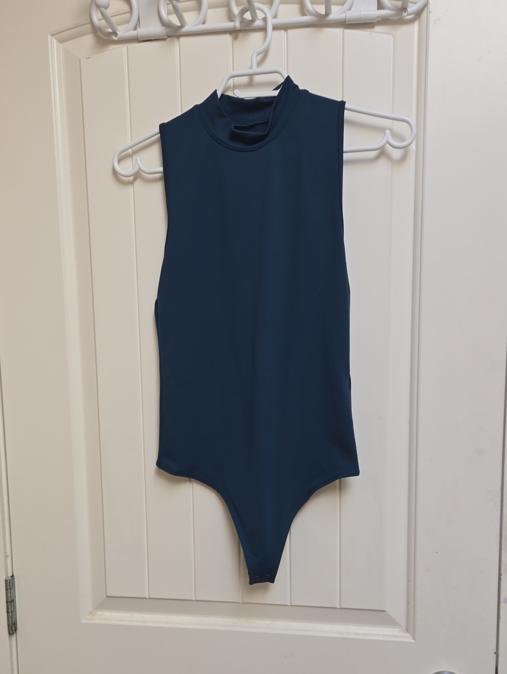 Abercrombie & Fitch Sleeveless Mock-Neck One-Piece Bodysuit Dark Teal Blue Small